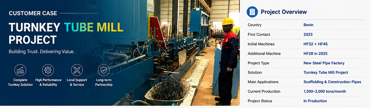 First Iron Pipe Factory in Benin Established with KINGTECH Tube Mill Solution